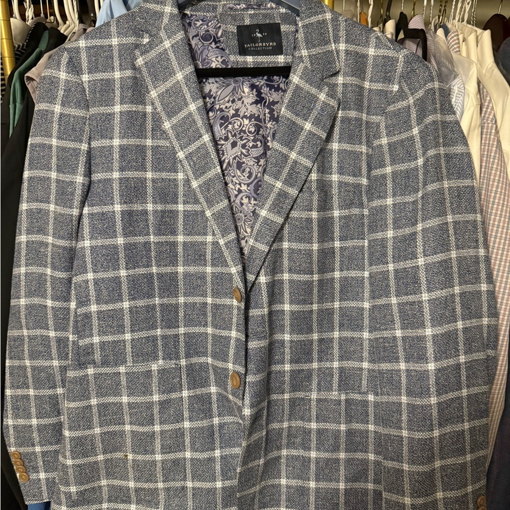 Classic Blue and White Checkered Blazer